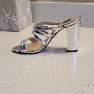 Silver Strappy Heeled Sandals
